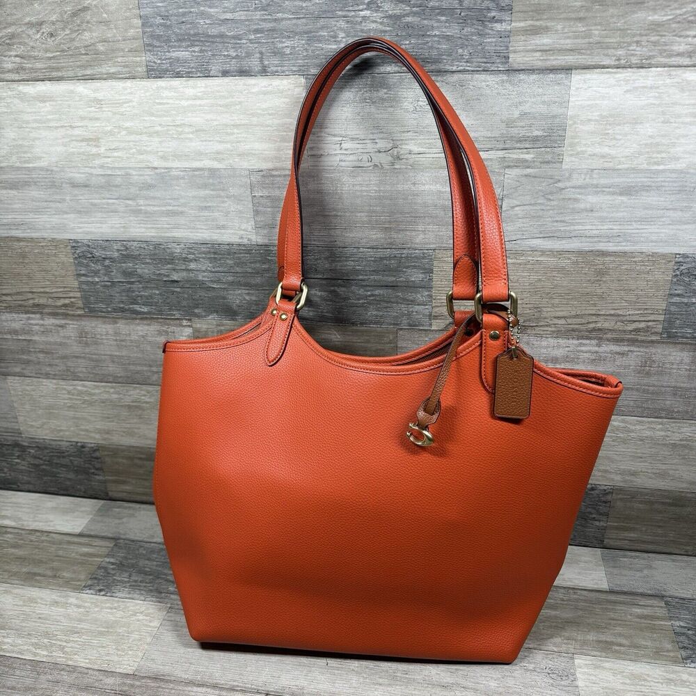 Coach Orange Leather Tote Bag
